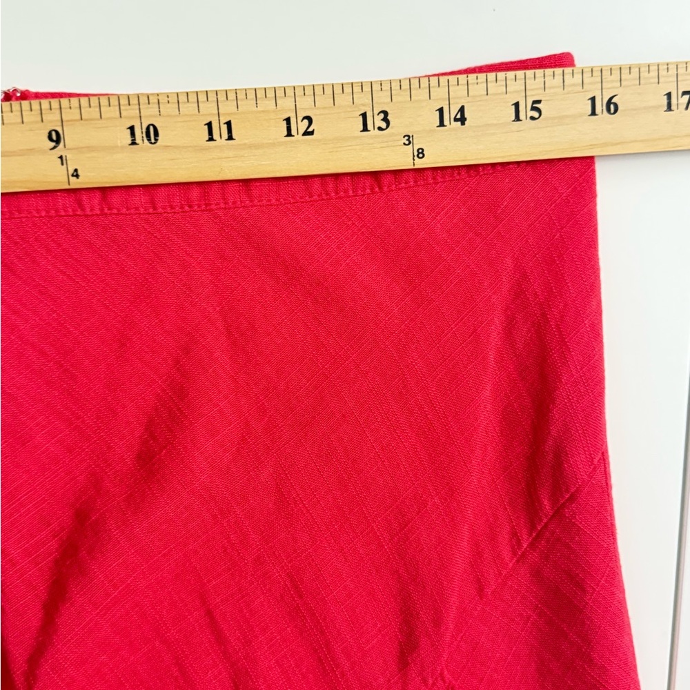 Lulus Pink Ruffle Midi Skirt Double Slit Large L Linen - Picture 8 of 8